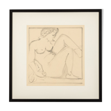 Sitting female nude, charocal drawing on paper, 62 x 62 cm