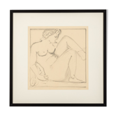 Sitting female nude, charocal drawing on paper, 62 x 62 cm