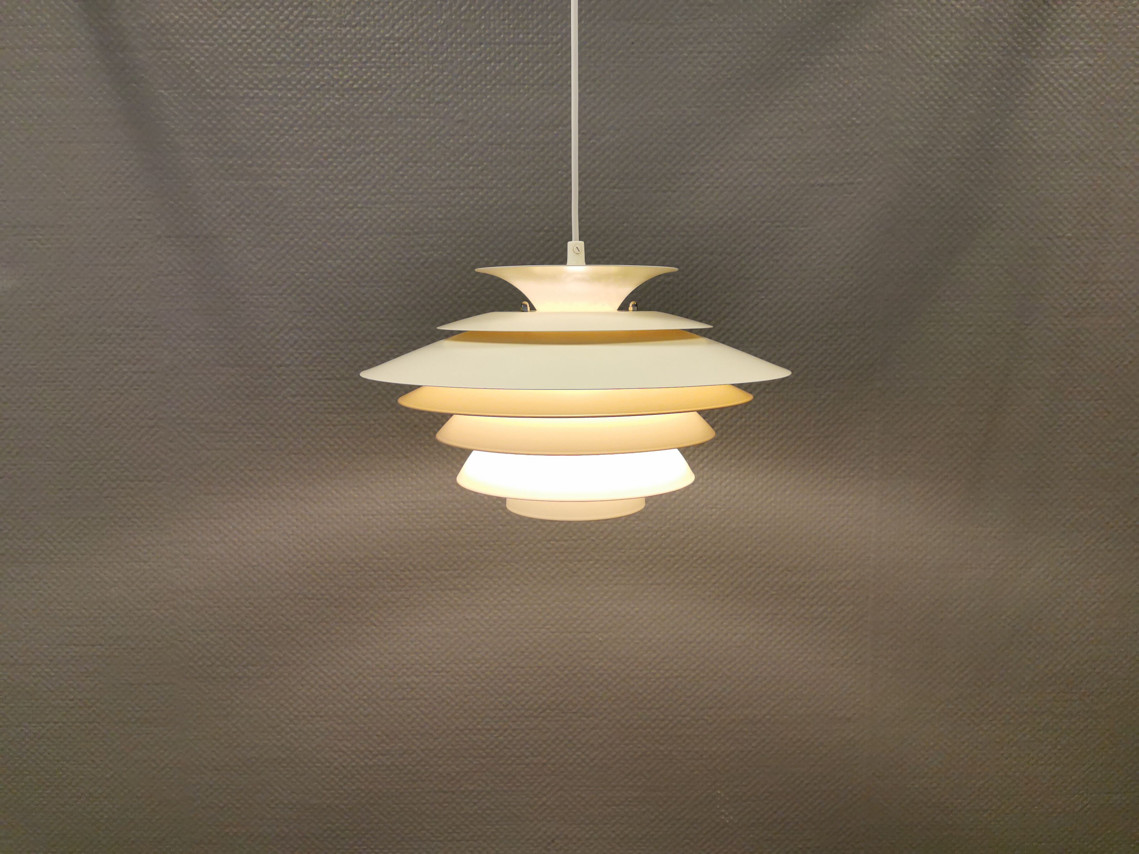 Danish hanging lamp in cracked white colour. produced by Design-Light in the 1980s, model Sofia.