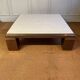 XXL copper, brass and travertine square coffee table, Belgo Chrom
