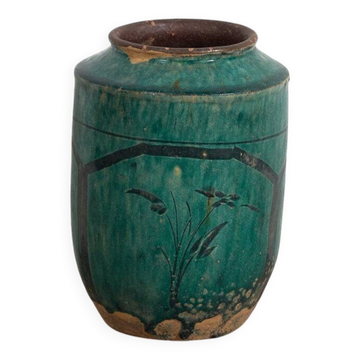 Vase ancien émaillé avec des motifs végétaux (c.1820) #15