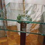 Very beautiful Marais International design pedestal table in 10mm clear glass