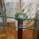 Very beautiful Marais International design pedestal table in 10mm clear glass