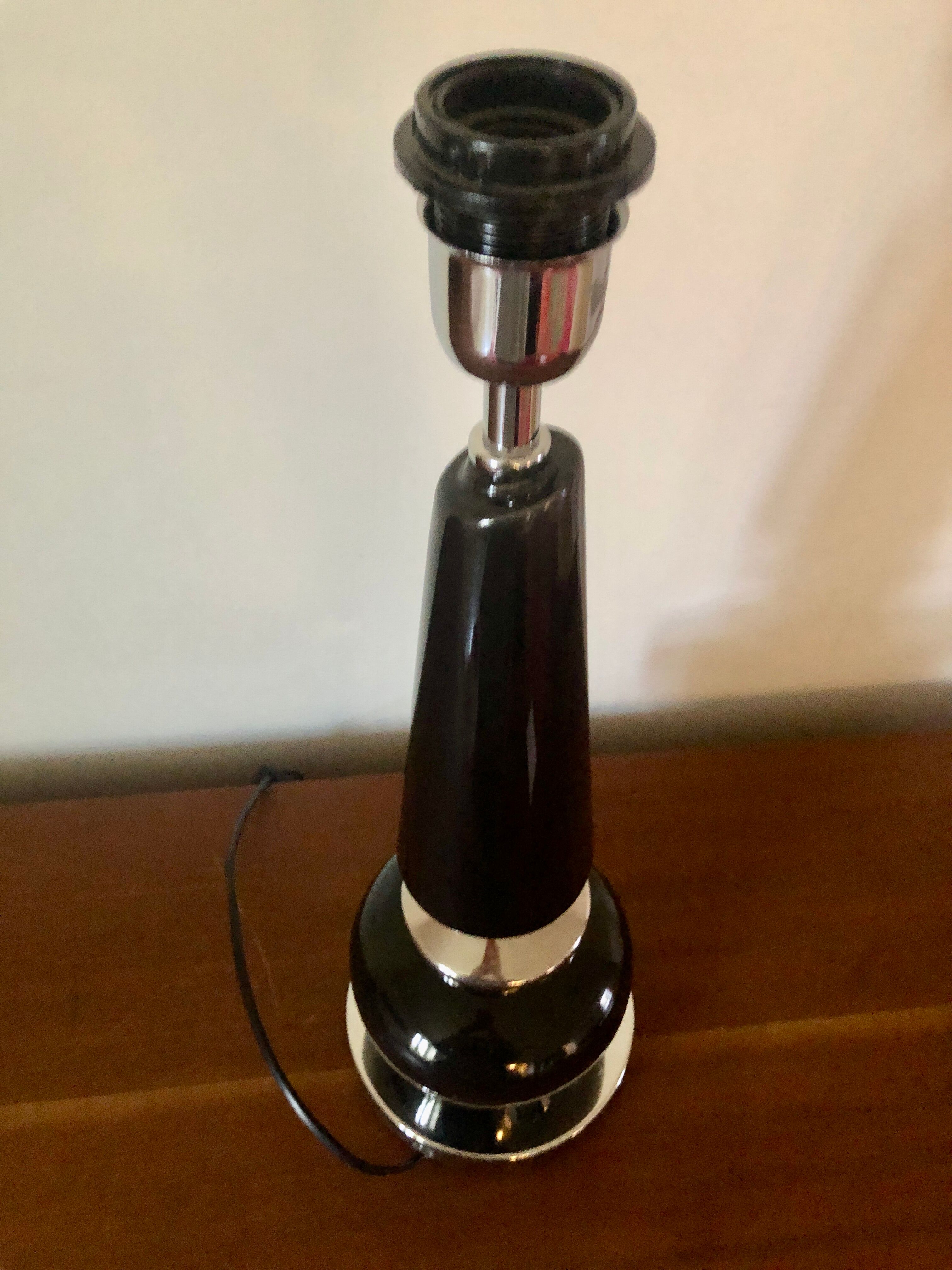 Lamp 1970 black glass and chromed metal