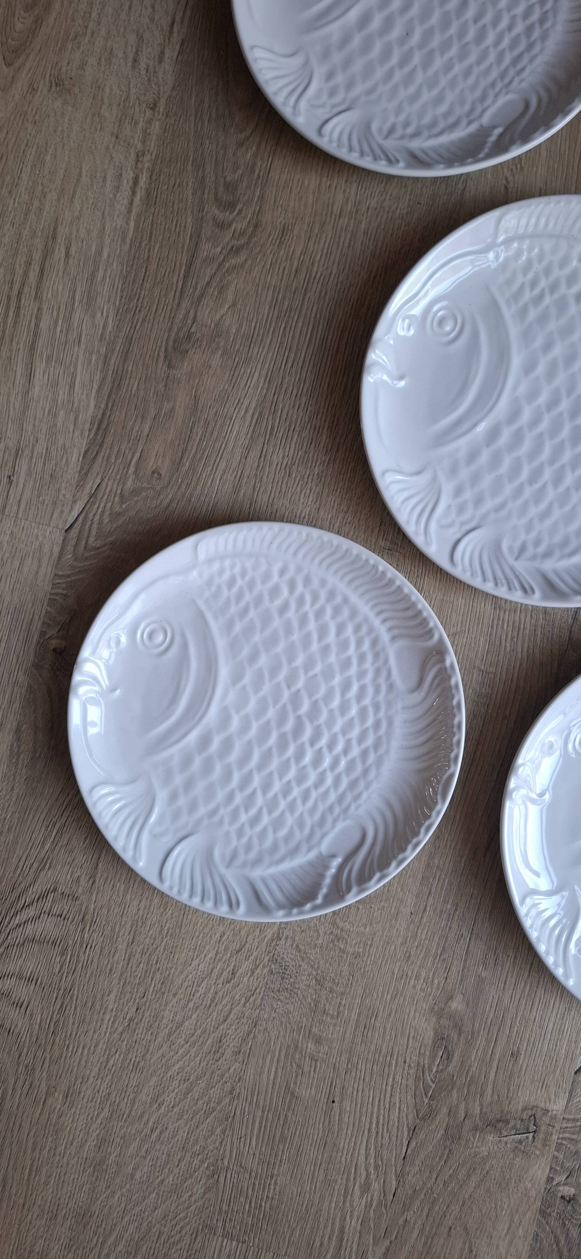 Set 5 assiettes poisson porcelaine blanche