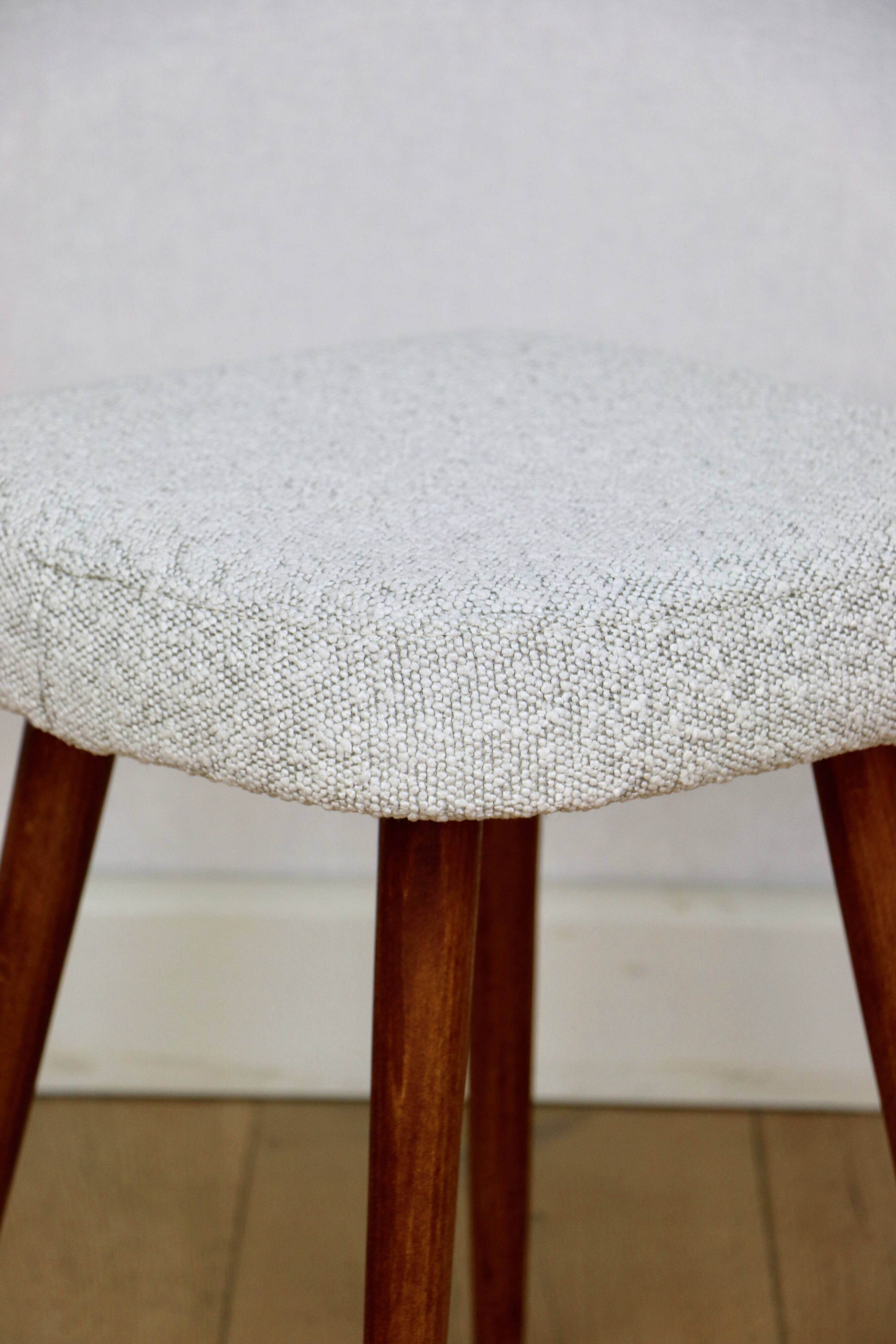 White-cream square stool Ivory vintage PRL 1970s