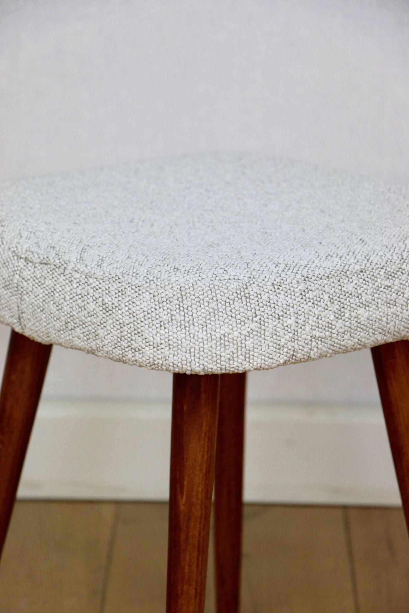 White-cream square stool Ivory vintage PRL 1970s
