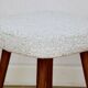 White-cream square stool Ivory vintage PRL 1970s