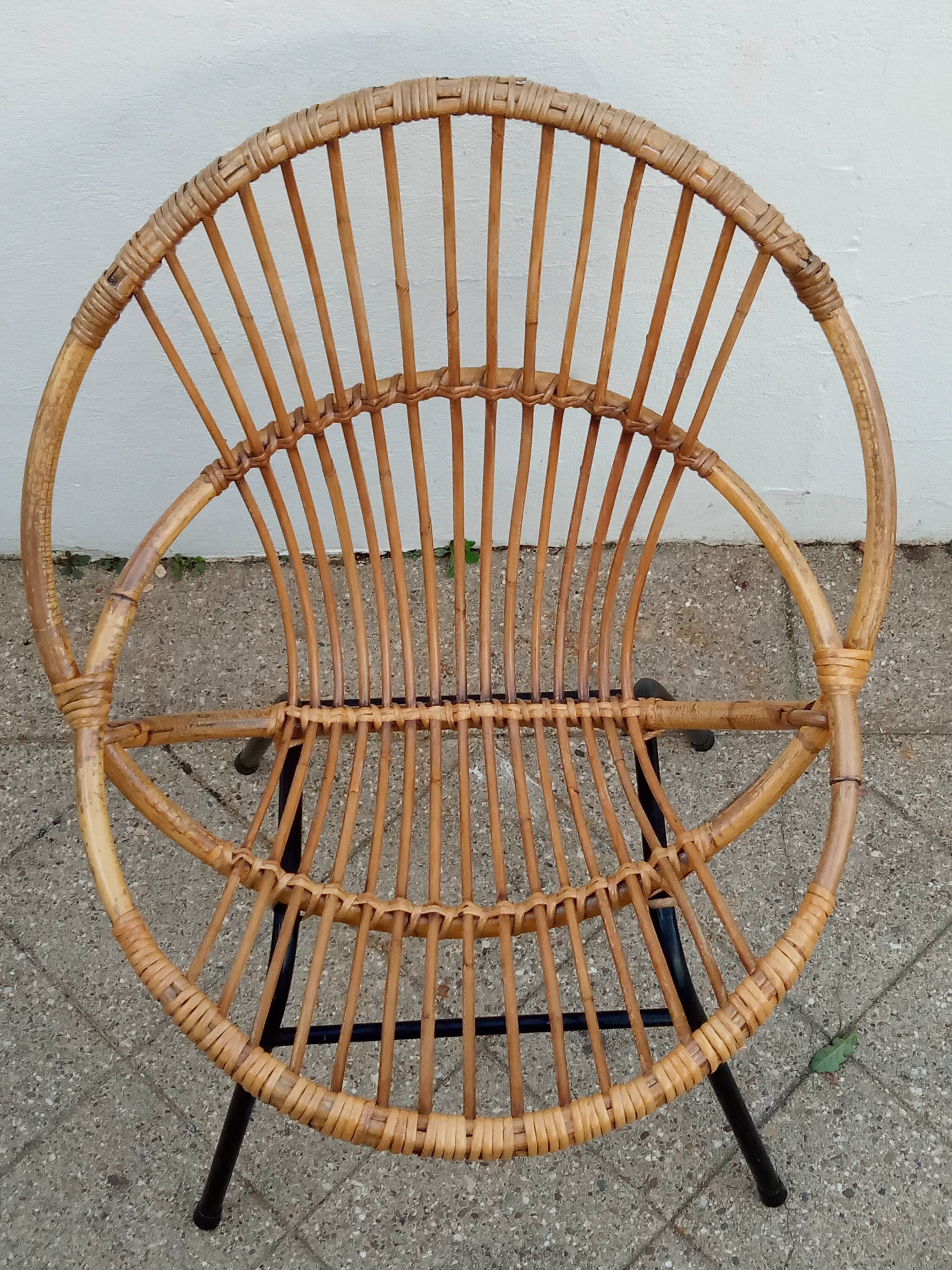Rattan armchair 50s