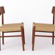 2 chaises de salle à manger des années 1960 - danoises, teck, assises en corde de papier