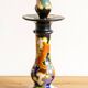 Hand-painted ceramic candlestick in Art Deco Revival style, Dutch Gouda pottery.