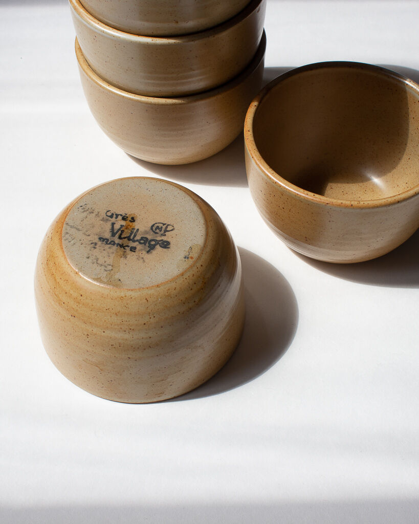 Six minimalist bowls Grès Village CNP France 70s/80s