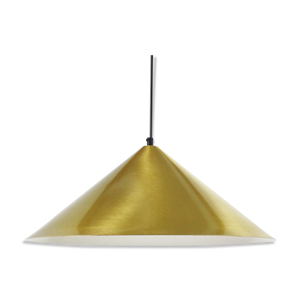 Brushed brass cone shaped pendant light, 1970s