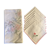 Round tablecloth 160 embroidered and 8 towels