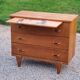 Vintage chest of drawers in golden oak from the 50s with 3 drawers and spindle-legged shelf