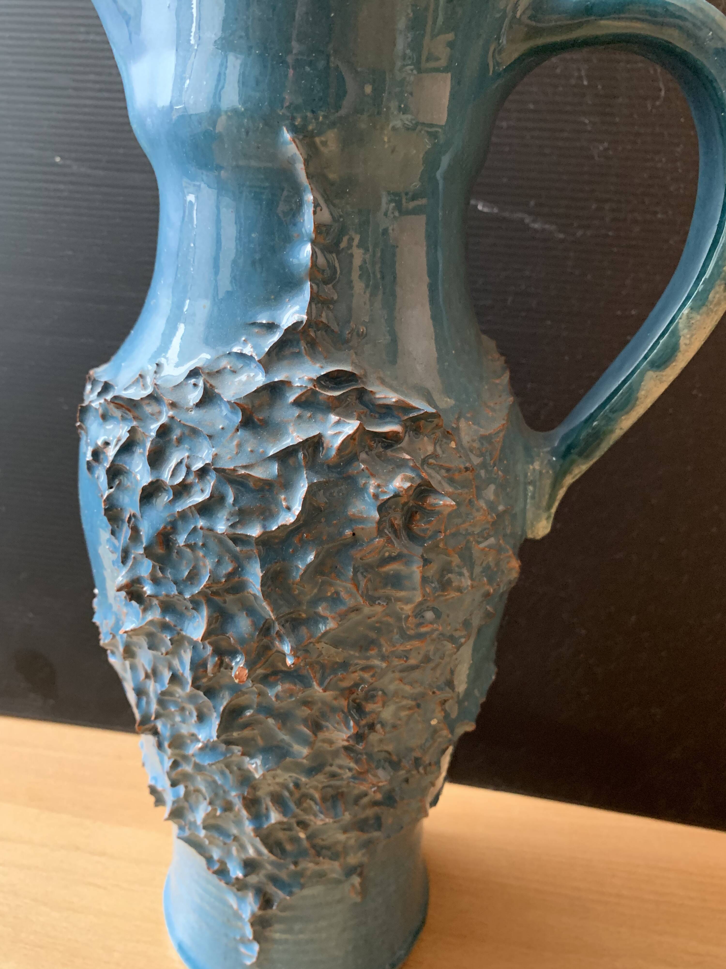 Large pitcher blue enamelle ceramic vase