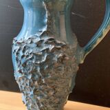Pichet vase en céramique émaille bleu
