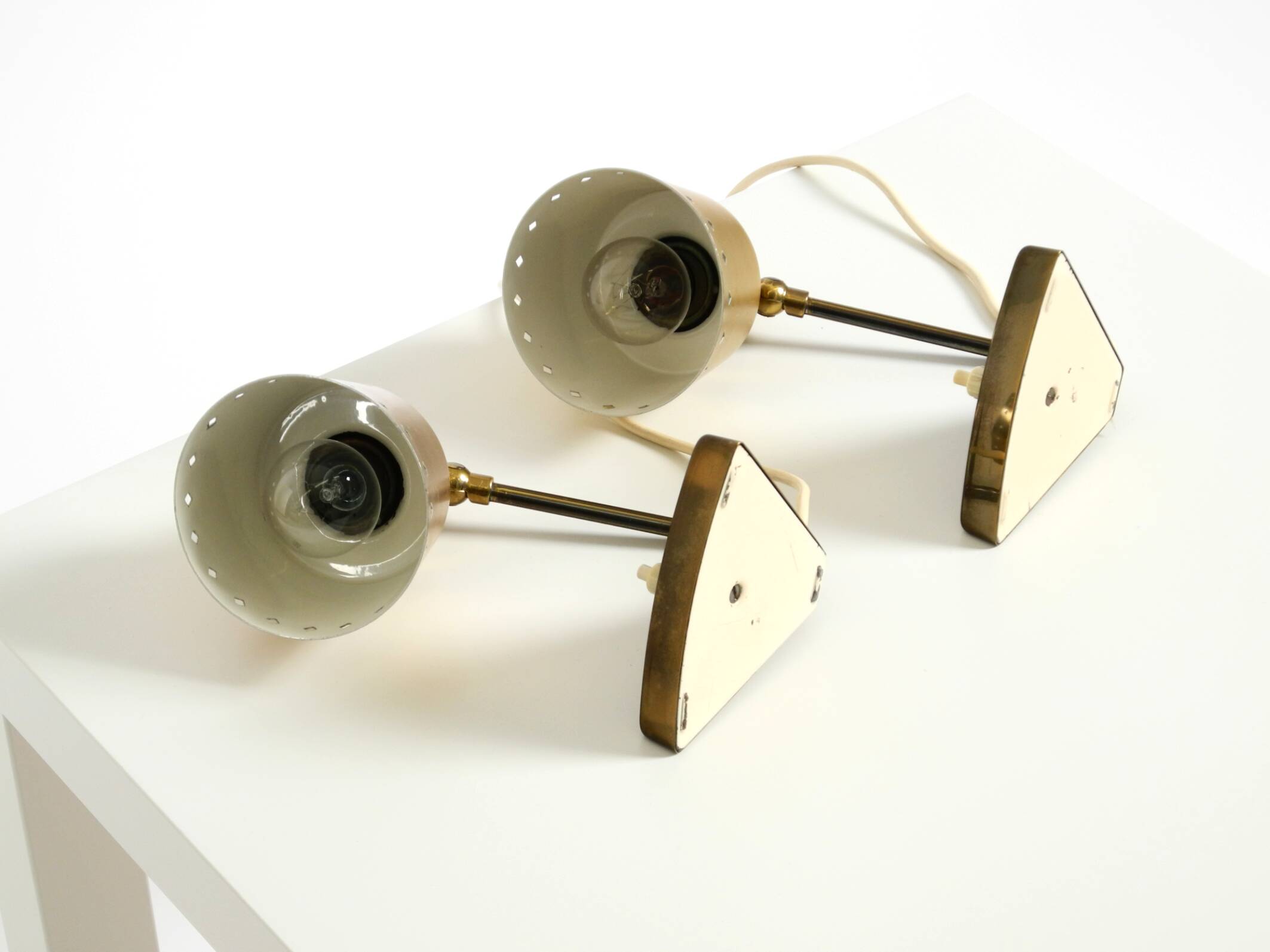 Two beautiful rare Mid Century Modern brass table lamps