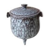 Tripod enamelled ceramic pot shape with lid