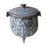 Tripod enamelled ceramic pot shape with lid