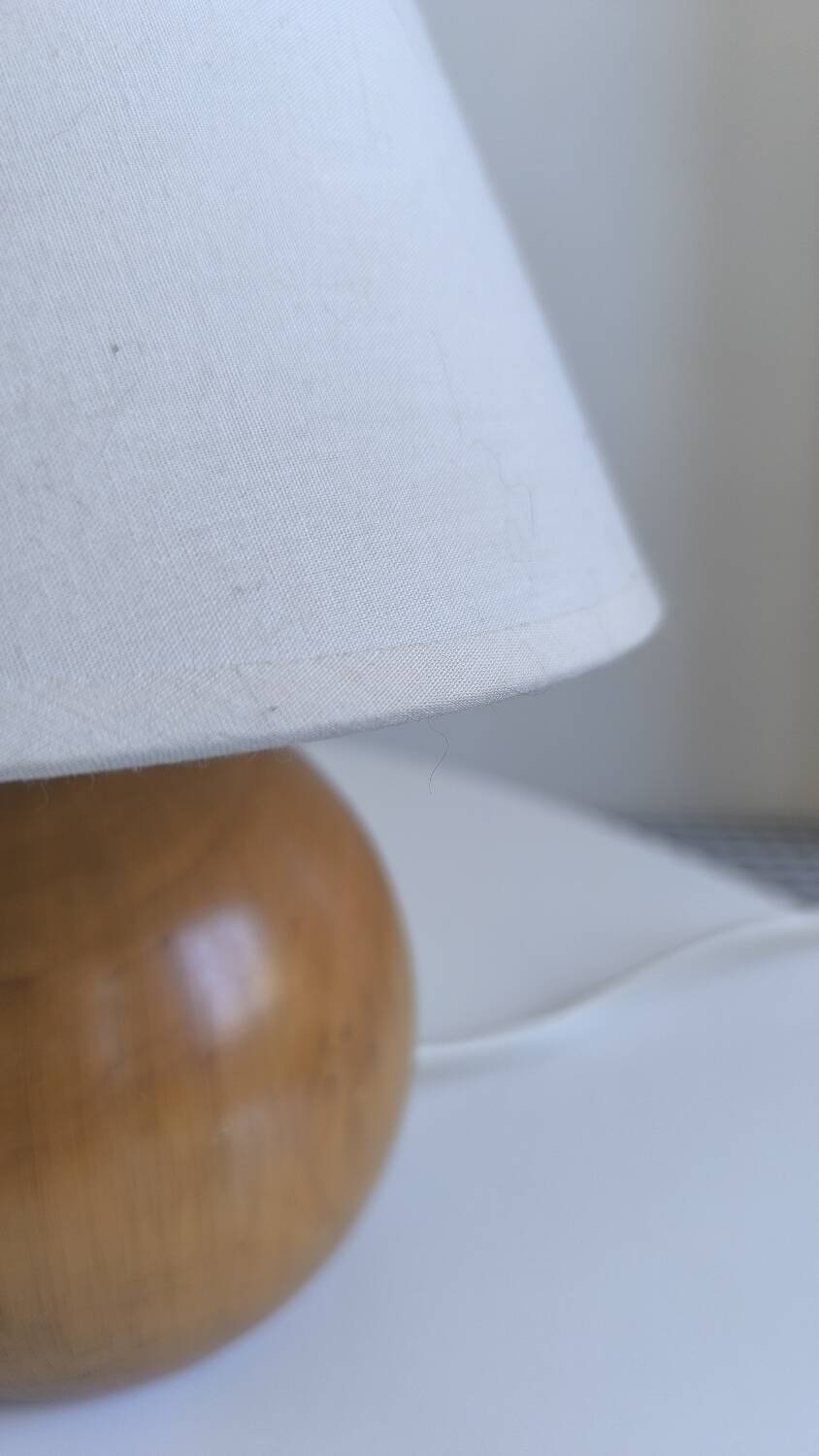 Walnut wood ball table lamp 1970