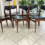 Set of 6 Scandinavian teak chairs, 1970s design.