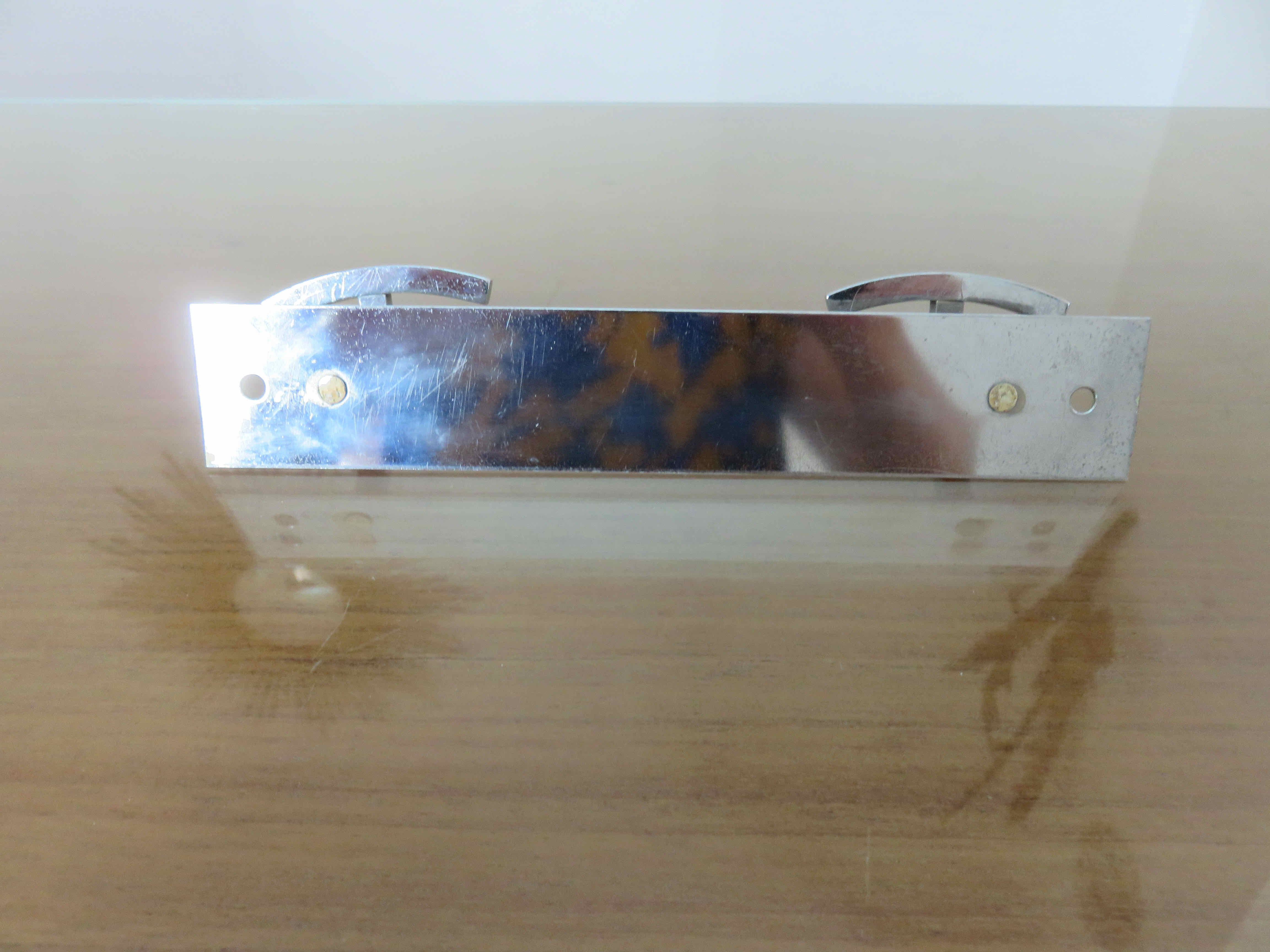 Coat rack in chrome brass 2 hooks 70s