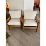 Pair of pine armchairs