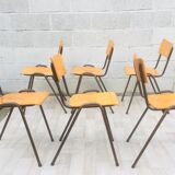 Set of 6 retro chairs in Vervoort wood