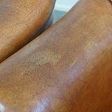 Set of 2 club chairs made of sheepskin leather