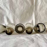 Chromed metal pear - 1 carafe and 6 amber crystal glasses - liquor cellar