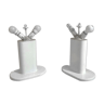 Pair of white Guzzini vintage 70's lamps