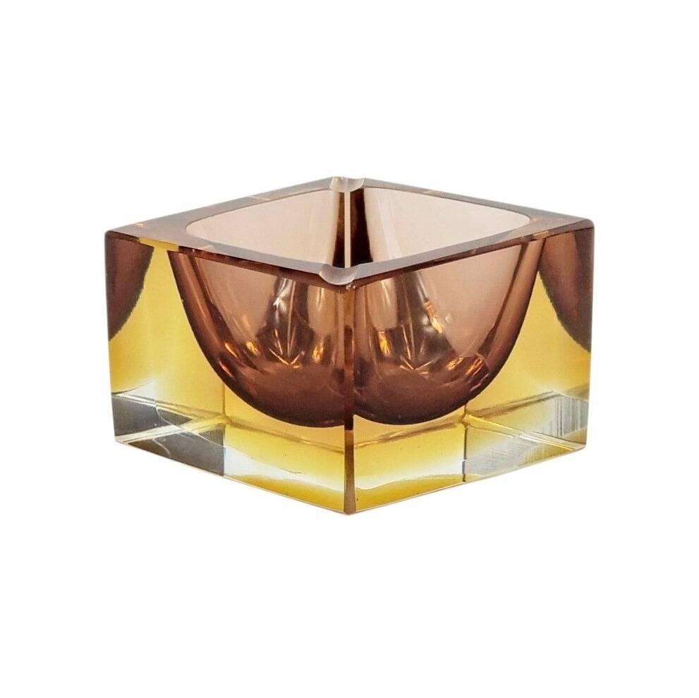 Sommerso Murano Glass Ashtray by Flavio Poli for Seguso, Italy, 1970s