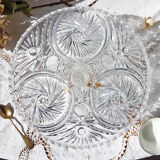 Plat à tarte en cristal vintage plat de service en cristal taillé ~ Présentoir à gateau ~ Centre d