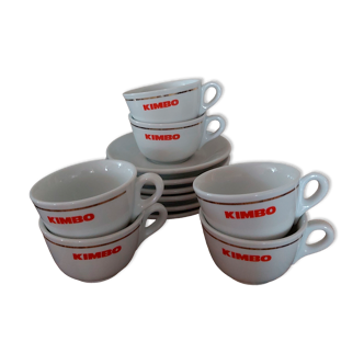 Set of 6 Kimbo cups with saucers