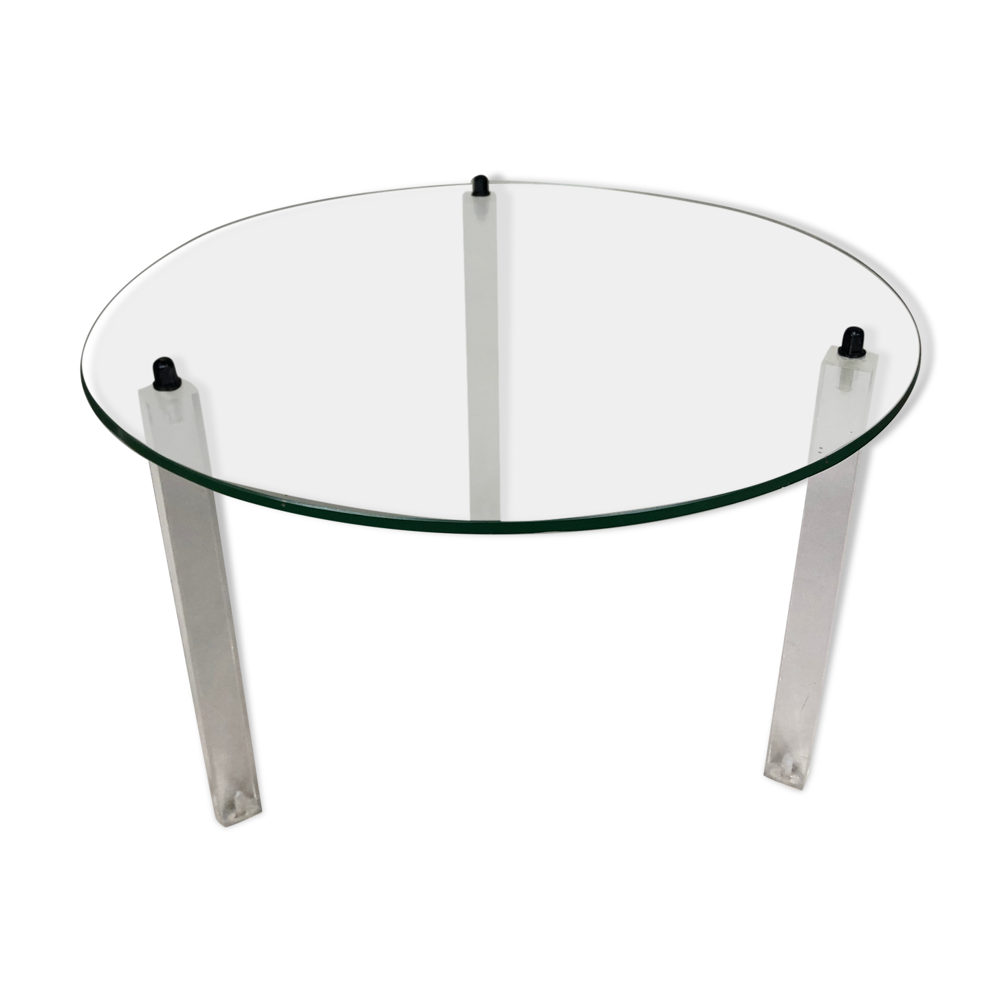 Vintage round coffee table in glass and plexiglass