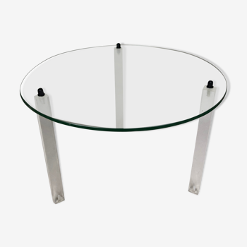 Vintage round coffee table in glass and plexiglass