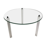 Vintage round coffee table in glass and plexiglass