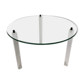 Vintage round coffee table in glass and plexiglass
