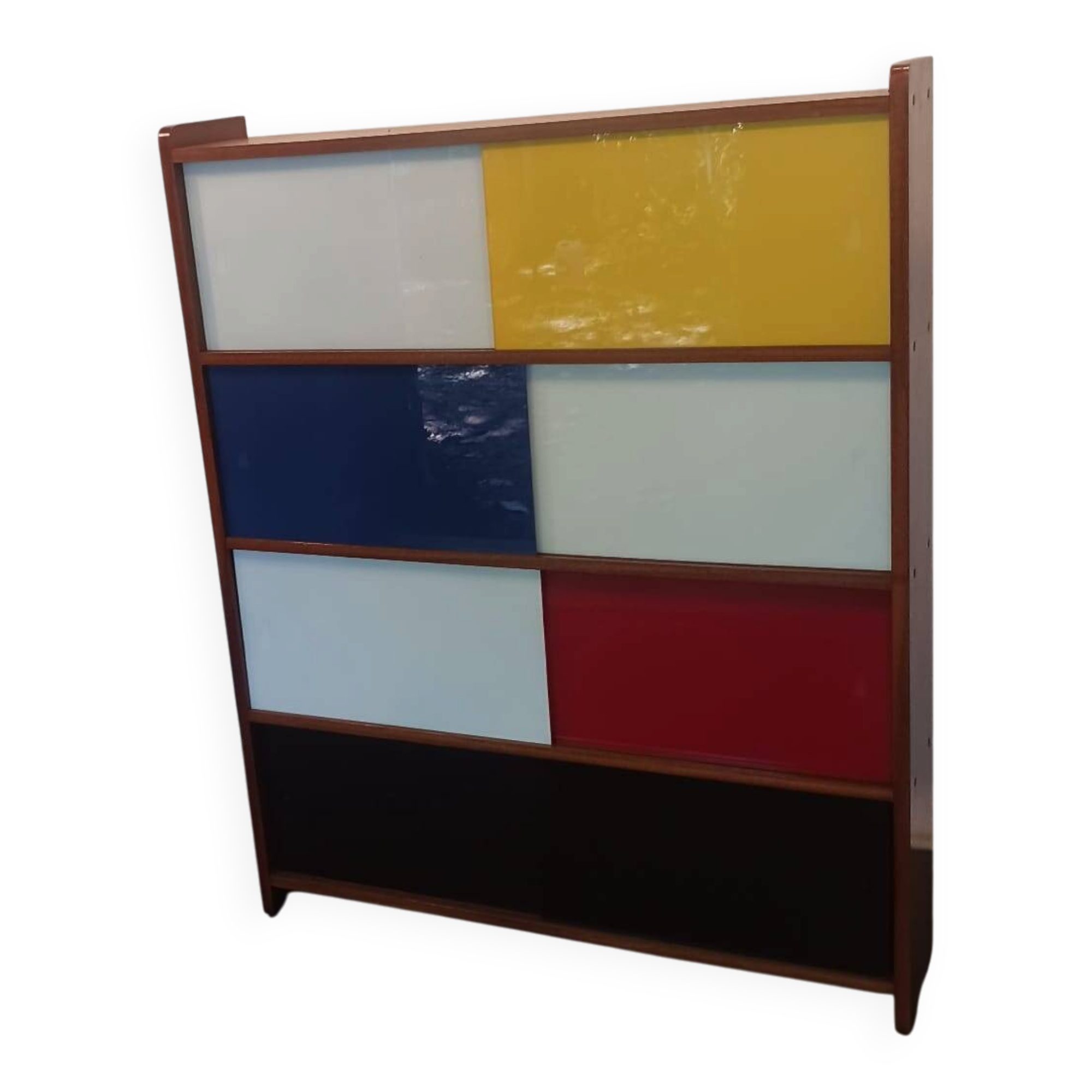 Display cabinet in the style of mondrian