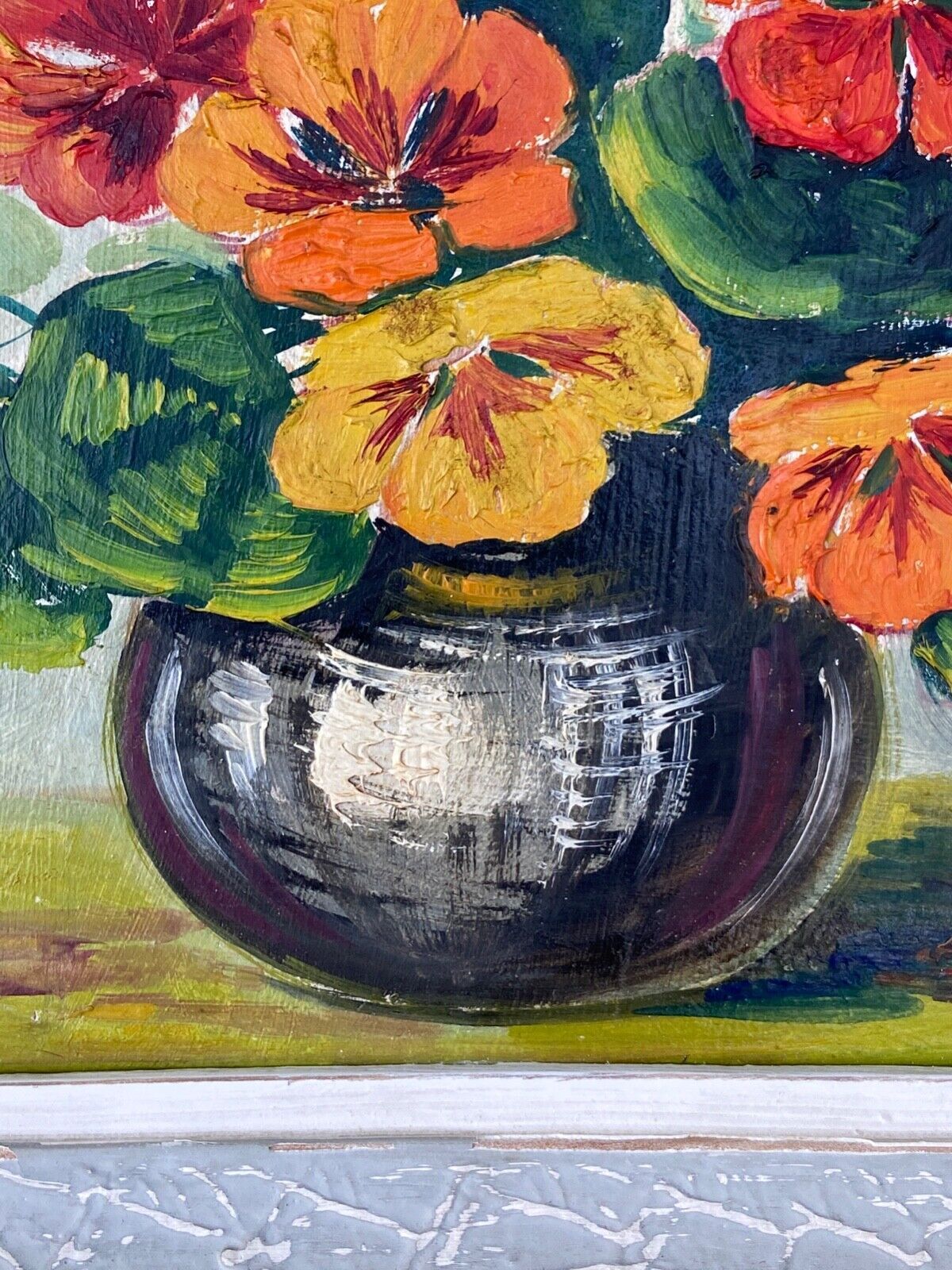 Oil on panel by S.Picquet bouquet of flowers still life XXe