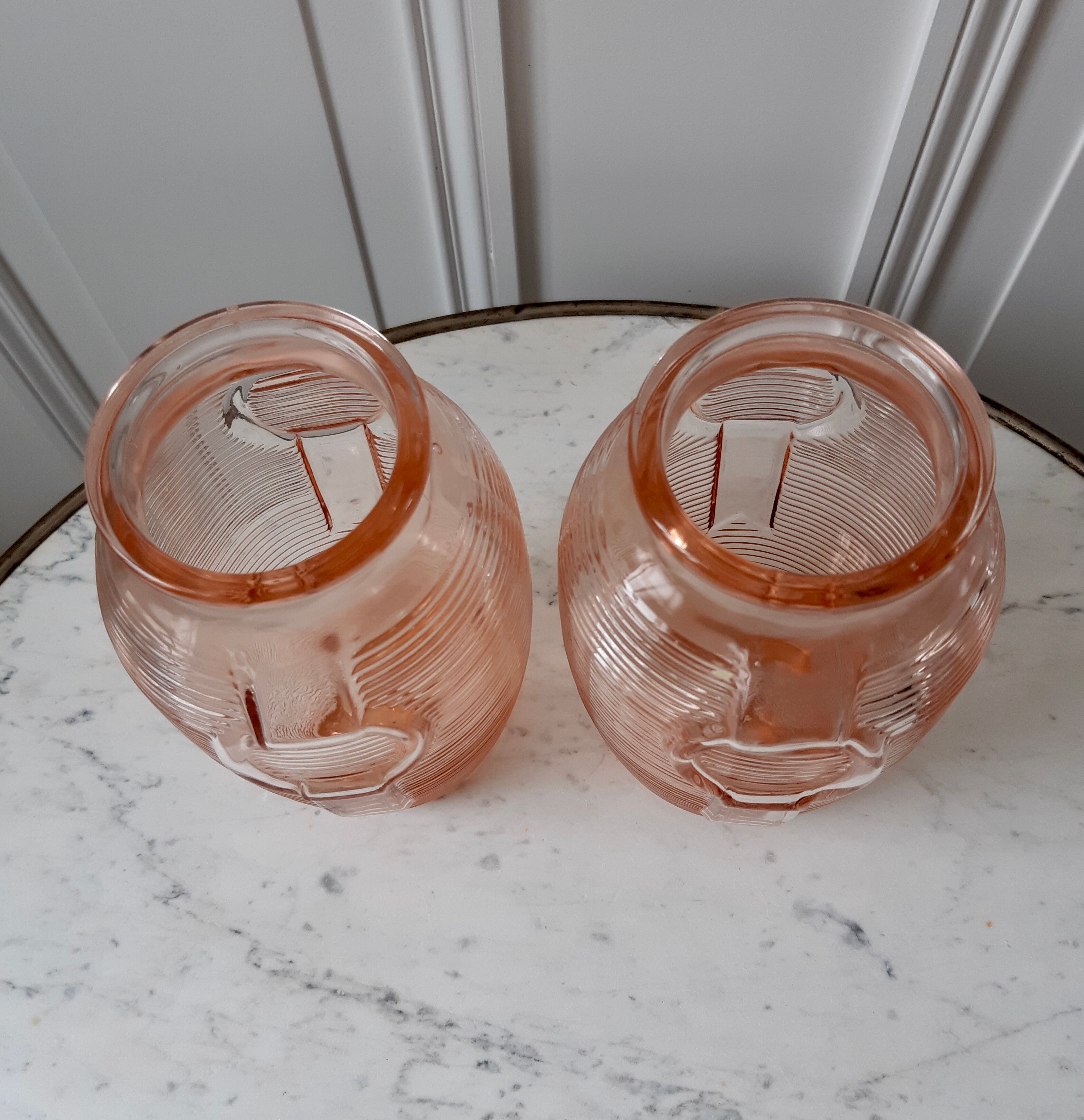 Duo of pink art deco vases