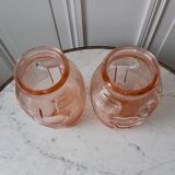 Duo of pink art deco vases
