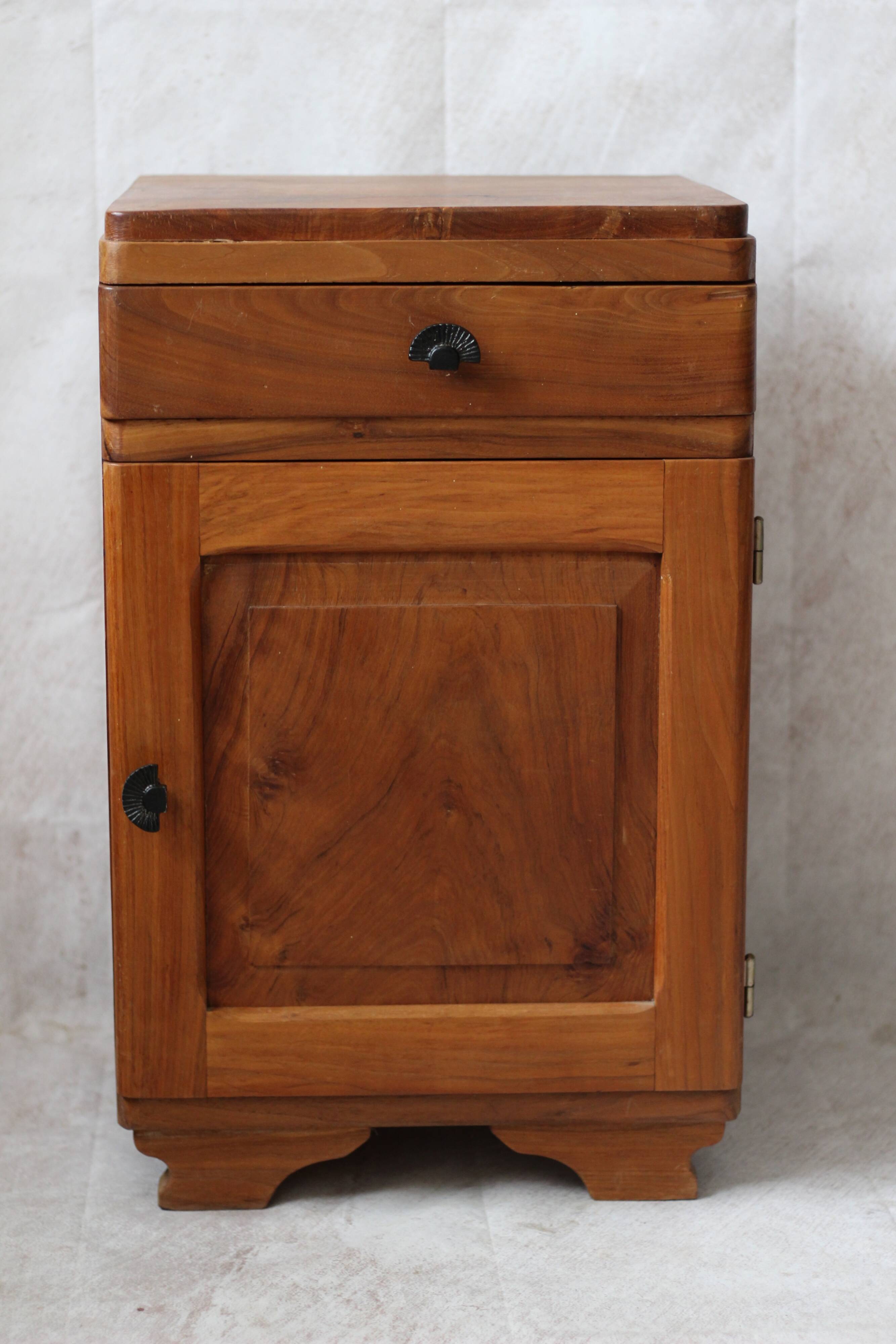 Art deco walnut bedside table