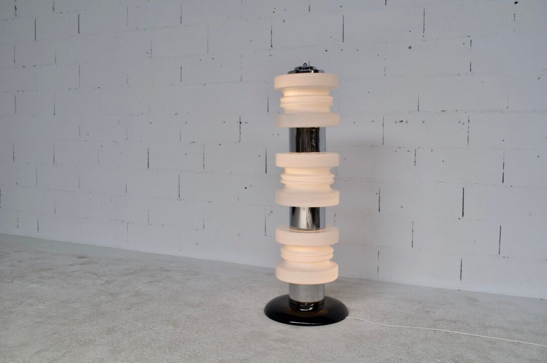Lampadaire italian years 70' acier and verre