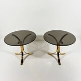 Brass & smoked glass side tables 1960’s