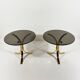 Brass and smoked glass side tables from the 1960s.