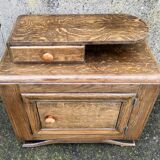 Art Deco bedside table, oak, moustache legs, 1930s