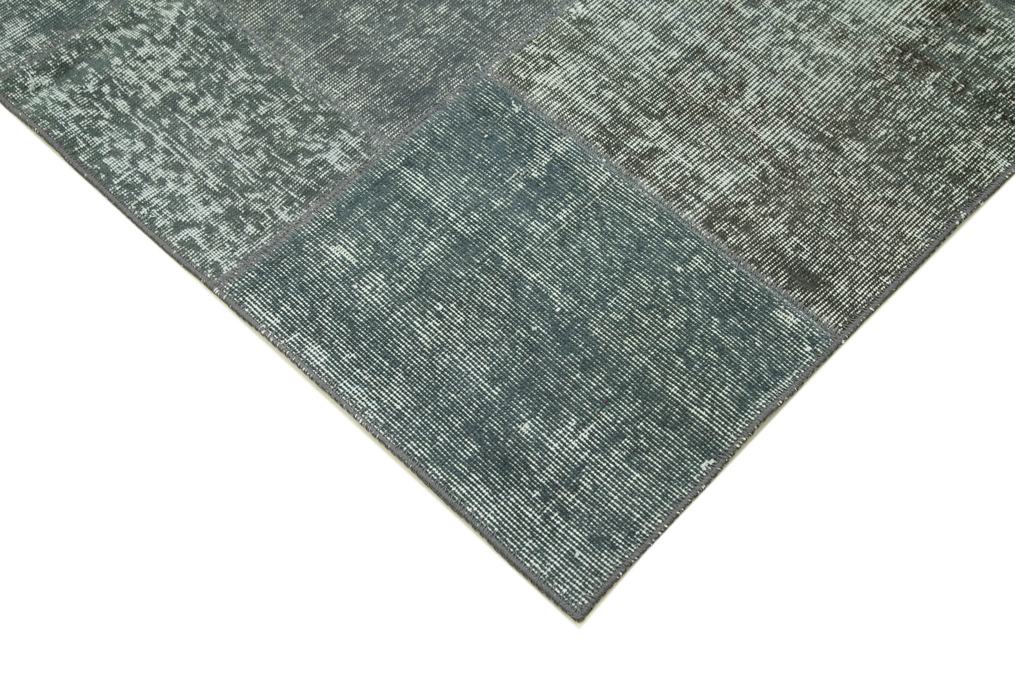 Hand-knotted oriental vintage 172 cm x 240 cm grey patchwork carpet