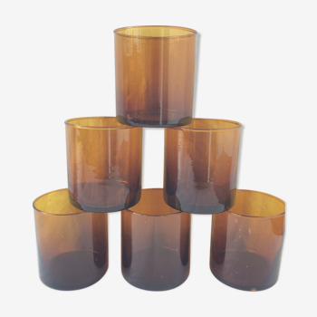 6 verres bullés ambre